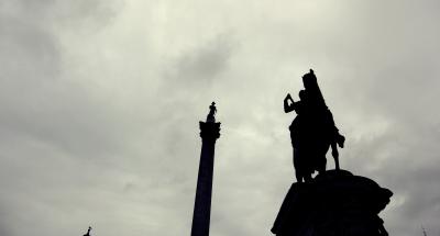 Lord nelson and a horse statue... 